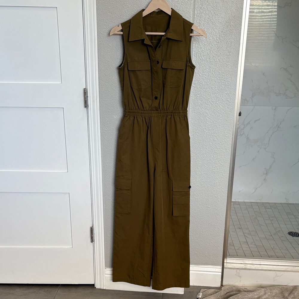 Sleeveless Olive Utility Jumpsuit for Women